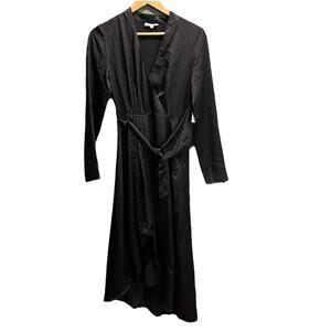 Equipment Femme True Black Satin Tie‎ Waist Women's Adisa Dress Size 2